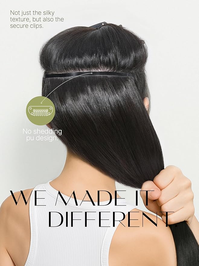 Frodio Clip Ins Hair Extensions Black: 2 Pack 200g Remy Real Human Hair Pu Seamless Silk Long Straight Invisible Full Thick Brazilian Jet Black Natural Color Beauty For Women Can Be Body Wave 14 Piece