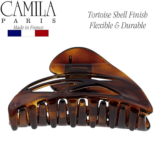 Camila Paris CP2296 French Hair Clip for Women, Large Dolphin Tortoise Shell, Girls Hair Claw Clips Jaw Fashion Durable and Styling Hair Accessories for Women, Strong Hold No Slip Grip Made in France