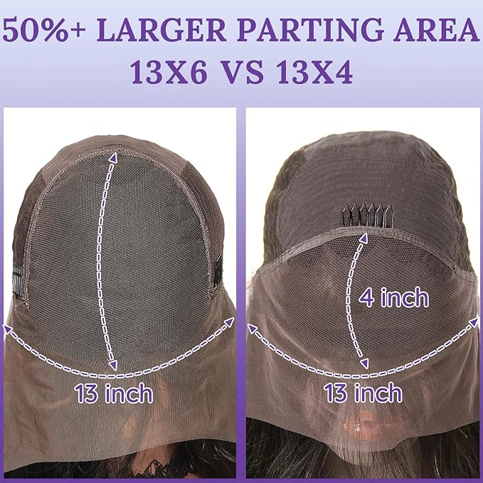 13x6 Lace Front Human Hair Wig, 100% Human Hair 180 Density, HD Lace Frontal Wig, Pre-Plucked Glueless Wigs, 26inch