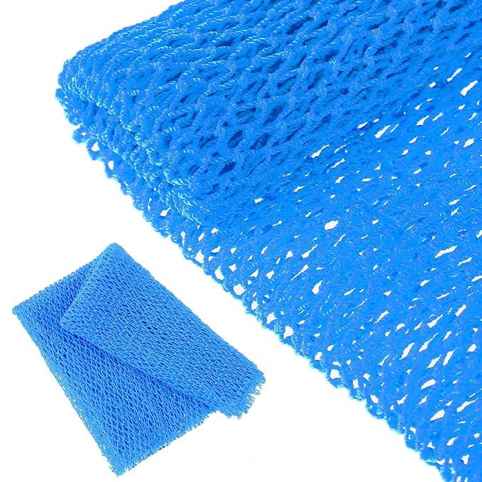 Geiserailie African Net Sponge Long Bathing Net Shower Body Scrubber Back Scrubber Skin Smoother Bathing Sponge for Daily Use or Stocking Stuffer(Light Blue)