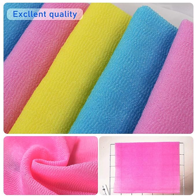 ARCH&M 12-Pack Premium Nylon Exfoliating Towel - 35-Inch Quick-Dry, Hygienic Japanese Washcloth for Body & Back - Durable, Machine Washable, Long-Lasting