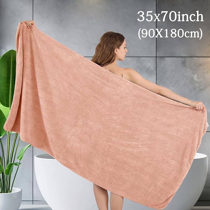 Ycosy 4 Pack Extra Large Microfiber Bath Towels Set,35x70 inches,600GSM,Less Lint Highly Absorbent Super Soft & Quick Dry,Oversized Bath Towels,Perfect for Bathroom Gym Pool,Orange