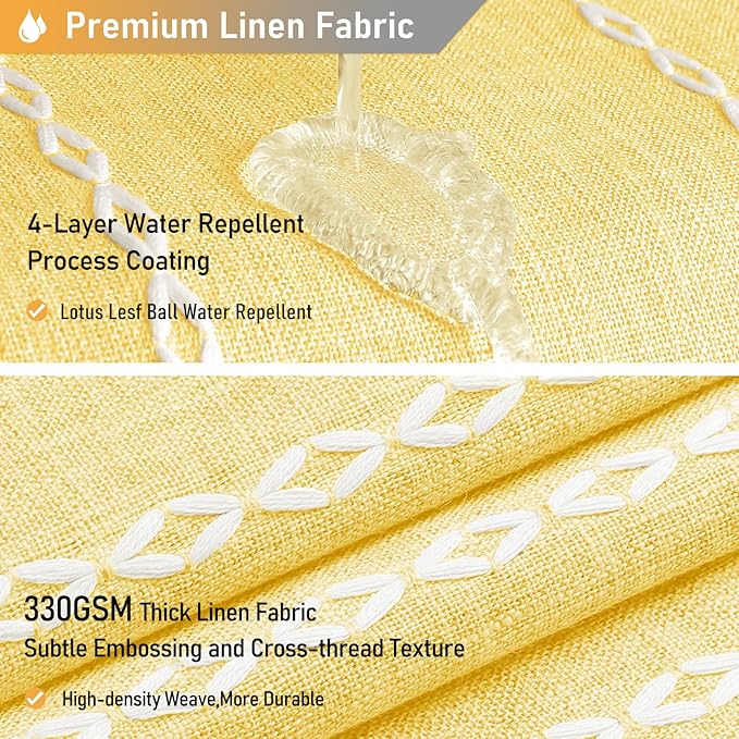 BTTN Boho Farmhouse Shower Curtain - Linen Rustic Heavy Duty Striped Fabric Shower Curtain Set, Bohemian Vintage Country Cloth Shower Curtains for Bathroom, Yellow, 54" W x 78" L (Pack of 1)