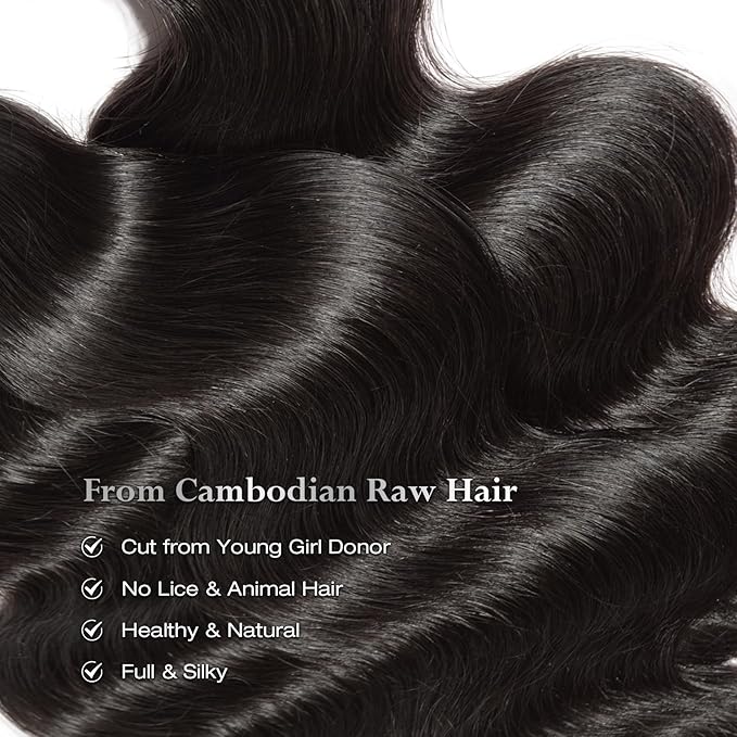ASHINE Human Hair Bundle Body Wave Straight, Unprocessed Cambodian Raw Hair Bundles for Women Natural Black 18 Inch, Keep Soft and Silky After Multiple Washes