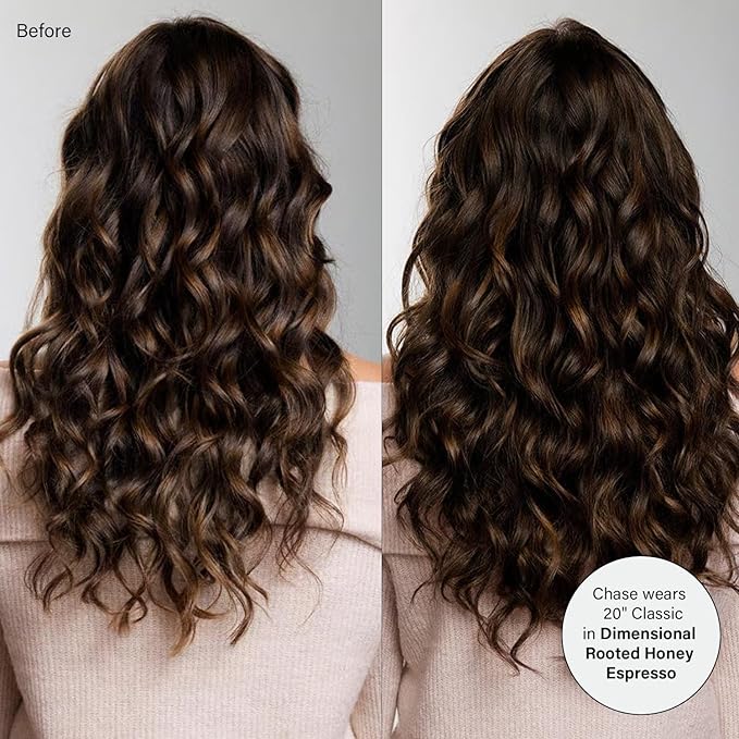 Luxy 100% Remy Human Hair, Classic 160g Clip-In Hair Extensions - 10 Wefts Multi-Dimensional Color for Natural Blending, Adds Volume & Length, Easy Apply & Remove 16" Dimensional Rooted Honey Espresso