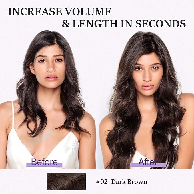 Halo Hair Extensions Real Human Hair,Halo Hair Extension 100% Human Hair,Wire Hair Extensions,Wavy 02 Dark Brown 70g/20inch