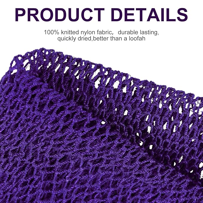 Geiserailie African Net Sponge Long Bathing Net Shower Body Scrubber Back Scrubber Skin Smoother Bathing Sponge for Daily Use or Stocking Stuffer(Purple)