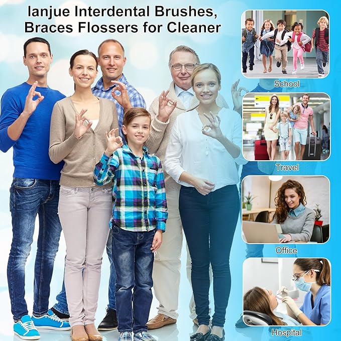 255 Pieces Braces Flossers for Braces, Interdental Brush Soft Dental Floss Picks Braces Cleaning Kit Toothpick Dental Brush Braces Teeth Flossers Brushes for Tooth Cleaner(Black)