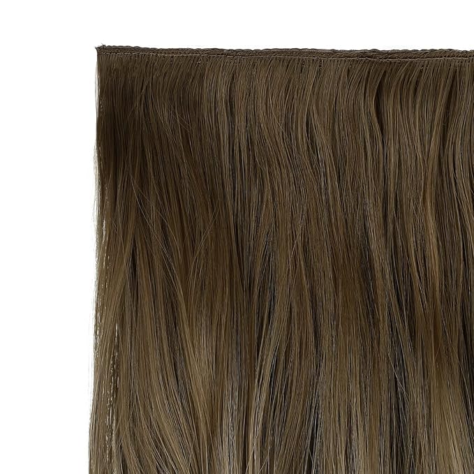 REECHO 20" 1-pack 3/4 Ombre Full Head Curly Wave Clips in on Synthetic Hair Extensions HE008 Hair pieces for Women 5 Clips 4.5 Oz Per Piece - Ombre Light Brown to Dirty Blonde