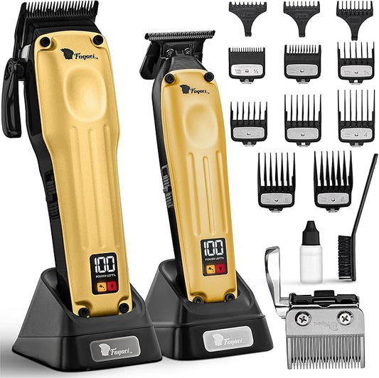 Fagaci Professional Hair Clippers for Men with Superior Precision, Brushless Motor Barber Clippers and Trimmers Set, 5X Longer Sharpness Hair Cutting Kit, Mens Haircut Cordless Clipper for Barber