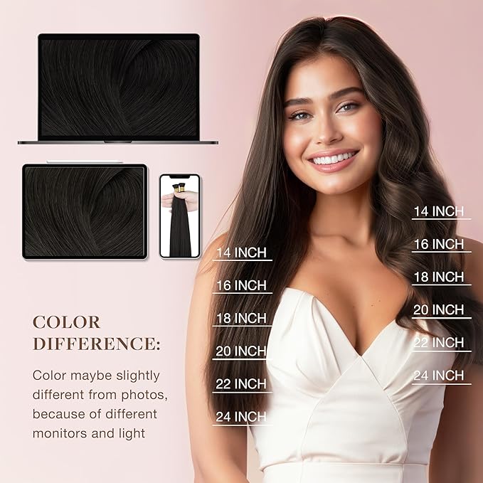 GOO GOO I Tip Hair Extensions, Real Human Hair, 22inch 50g, Cold Fusion, Invisible Remy, 1B Natural Black