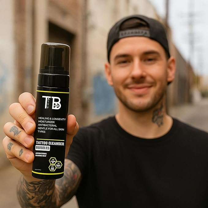 Tattoo Cleansing Foam | Gentle Aftercare Foam for Tattoos & Piercings • Fragrance-Free, Hydrating, Cleanses & Heals • 100ml/3.38floz