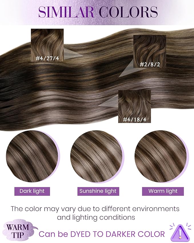 LaaVoo Nano Tip Human Hair Extension, 18 Inch, Balayage Brown to Ash Blonde, 50g, 50 Pieces, Silky Straight, Microlink, Nano Tip, Remy Hair