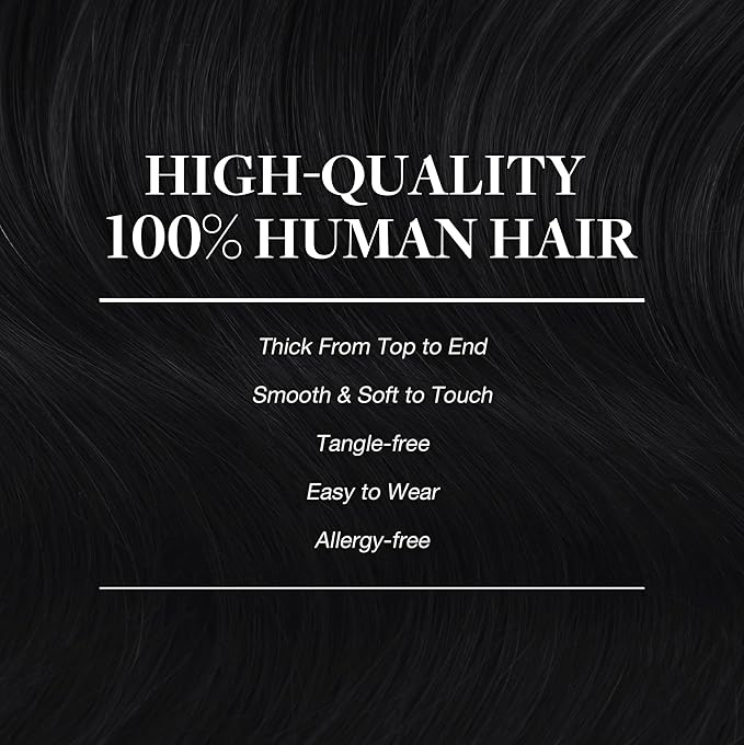 GOO GOO Clip in Hair Extensions Real Human Hair, Remy Human Hair Extensions Clip ins for Women, Natural Human Hair, 22inch 120g 7Pcs, 1 Jet black