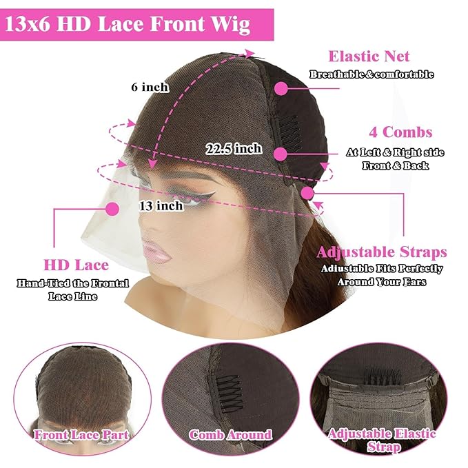 30 Inch Chocolate Brown Human Hair Wig 13x6 Straight Lace Front Wigs Human Hair with Baby Hair Brown Wig Human Hair Pre Plucked 4# Colored Frontal Wigs For Black Women