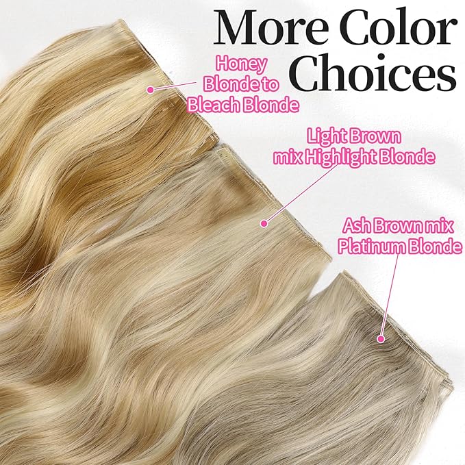 KooKaStyle Short Hair Extensions 6PCS 14 Inch Wavy Curly Hairpieces Synthetic Soft Lace Weft Clip in Hair Extensions-Honey Blonde to Bleach Blonde for Women