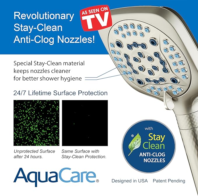 6-way High Pressure 82 Spray Mode Filtered Showerhead Combo - Handheld Shower Head Filters Chlorine to Heal Dry Skin, Revive Hair - Dual Power Wash Cleans Tub, Tile, Pets - Hard Water Softener, Nickel