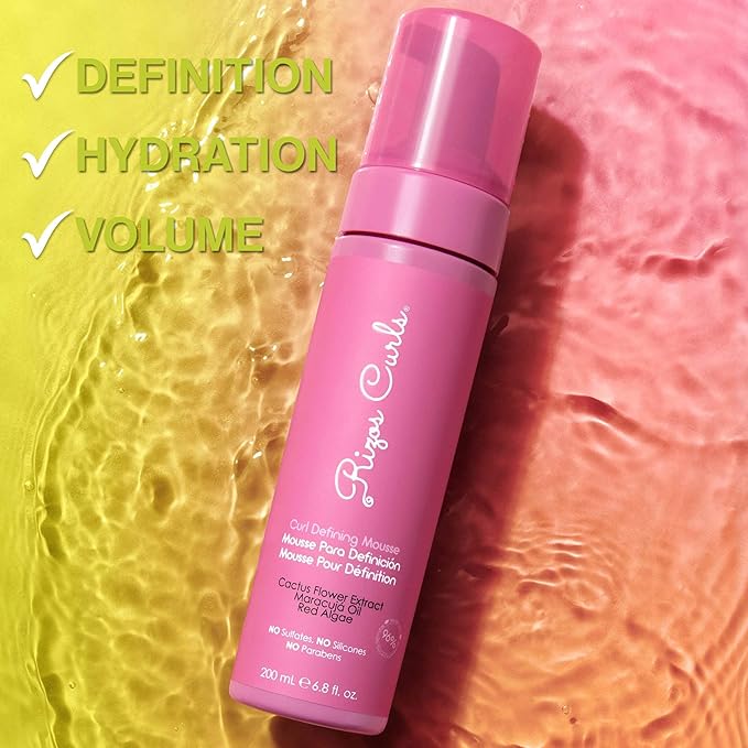 Rizos Curls Curl Defining Mousse – Lightweight Foam for Volume & Hydration – Shine & Definition for Every Curl Pattern: Wavy, Curly, Coily 1a–4c Hair Types – Sulfate & Paraben Free