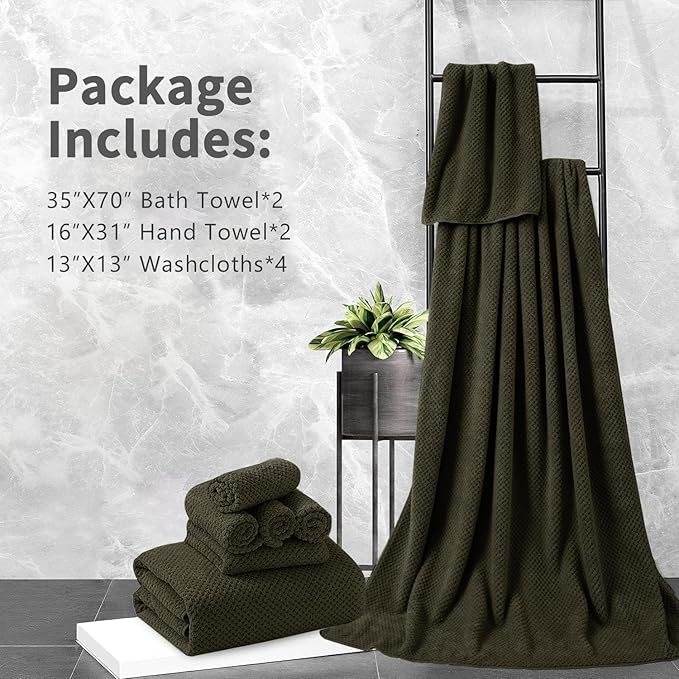 8 Piece Bathroom Towel Set Brown |2 Oversized Large Bath Towels Sheet,2 Hand Towels and 4 Washcloths| 600GSM Ultra Soft Luxury Premium Towel Set Highly Absorbent Quick Dry Hotel Towel Collection