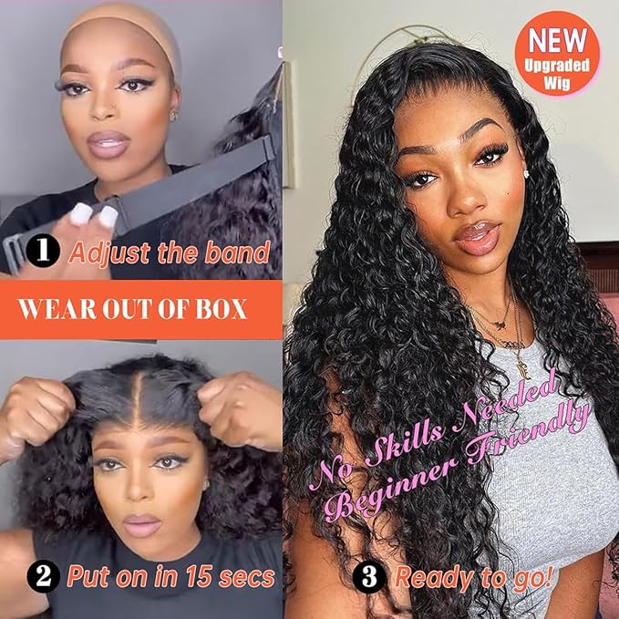 20 Inch 13x6 Deep Wave Lace Front Wigs Human Hair 200% Density HD Transparent Lace Front Wigs Human Hair Pre Plucked Bleached Knots Glueless Wig