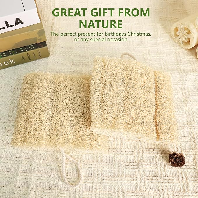 3PCS Egyptian Loofah Exfoliating Body Scrubber Natural Real Egyptian Shower Loofah Sponge for Women and Men Luffa Sponges for Face, Back & Body