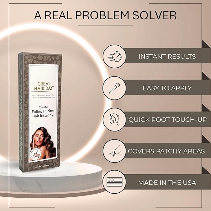 Joan Rivers Great Hair Day Root Touch Up Powder and Hair Color Stick - Root Cover Up Hair Powder and Root Touch Up Stick for Thicker, Fuller Looking Hair (Brunette)