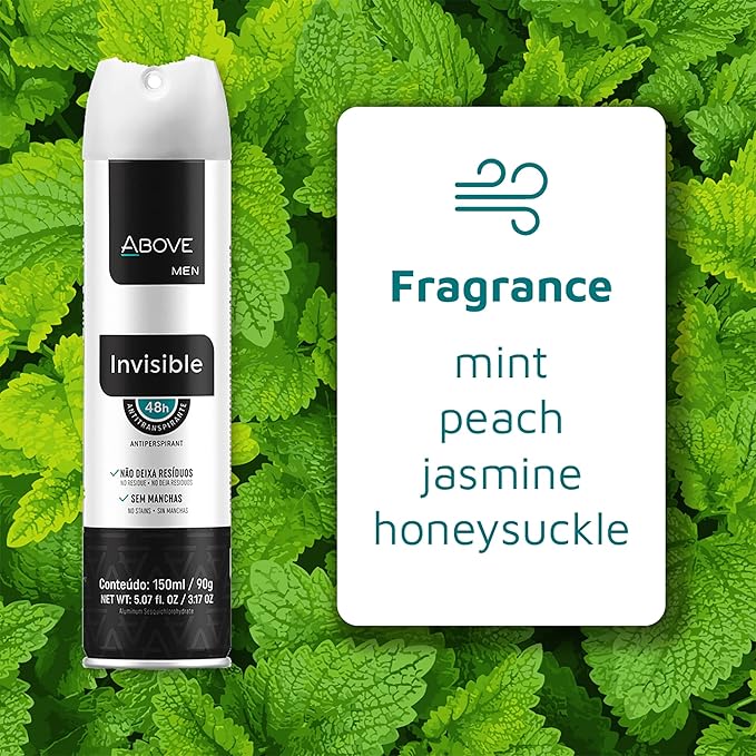 ABOVE Invisible - 48 Hours Antiperspirant Deodorant for Women - Fennel Fragrance - Dry Spray Protects Against Sweat and Body Odor - Delivers Instant Freshness - Stain and Alcohol Free - 3.17 oz