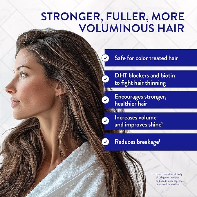 Routine Wellness Anti-Thinning Shampoo for Thinning Hair - Biotin DHT Blocker Women & Men - Color Safe Shampoo for Hair Loss & Healthy Hair - Coconut & Vanilla - 14oz