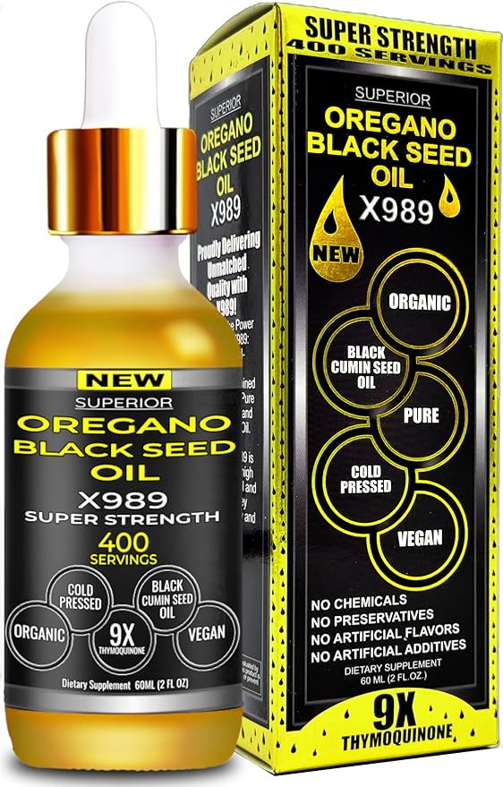 Oil Of Oregano With Black Seed Oil - 400 Servings, 2 in 1 Wild Oregano Oil with Black Seed Oil Drops, Organic Supplement, Alternative to Oregano and Black Seed oil Gel Capsules, Non-GMO, Vegan