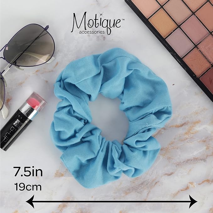 Jumbo Cotton Scrunchie Hair Tie - Light Blue