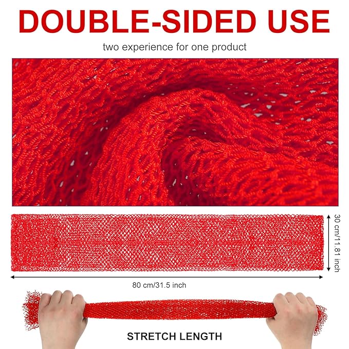 Geiserailie African Net Sponge Long Bathing Net Shower Body Scrubber Back Scrubber Skin Smoother Bathing Sponge for Daily Use or Stocking Stuffer(Red)