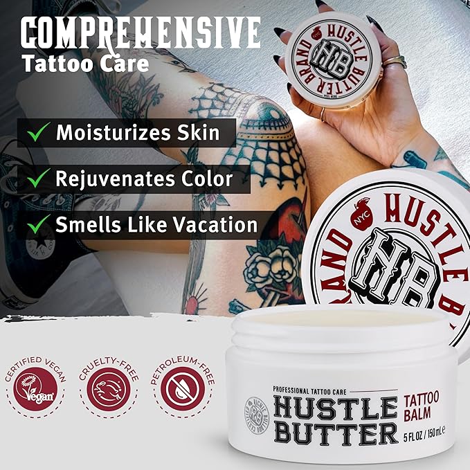 Hustle Butter Deluxe – Tattoo Butter for Before, During, and After the Tattoo Process – Anti-Inflammatory Lubrication – 100% Vegan Replacement for Petroleum-Based Products – 5 oz (2 Pack)