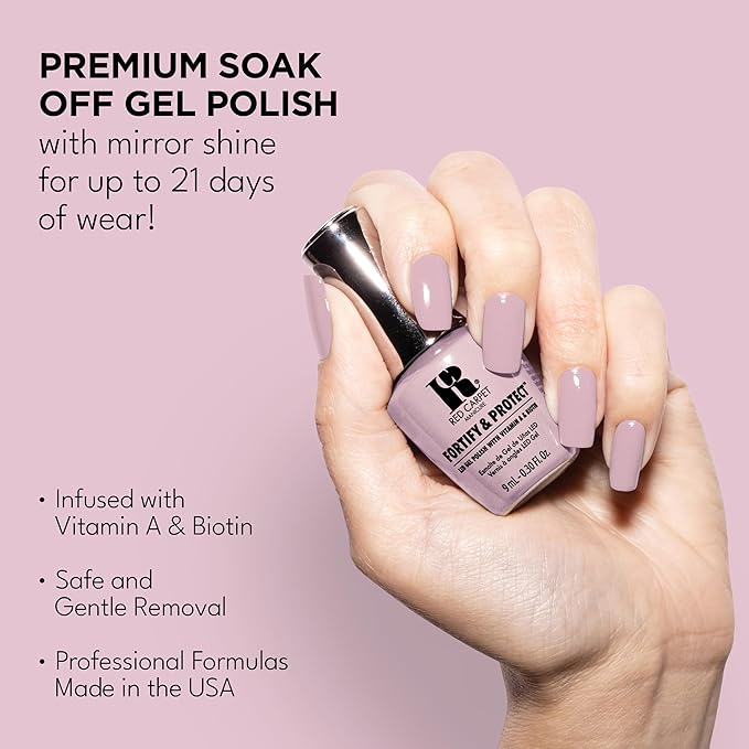 RC Red Carpet Manicure Fortify & Protect LED Gel Nail Color - Long-Lasting, Vibrant, Professional Quality, High Shine, Chip-Resistant - Infused with Vitamin A & Biotin (Take Two, 0.3 Fl Oz)