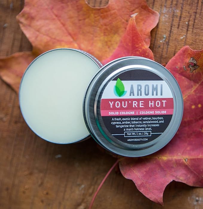 Aromi Solid Cologne | Fresh, Woodsy Fragrance, Vegan, Cruelty-free, Wax, Vetiver, Sandalwood, and Amber Scent, Men's Gift, Travel (You're Hot)