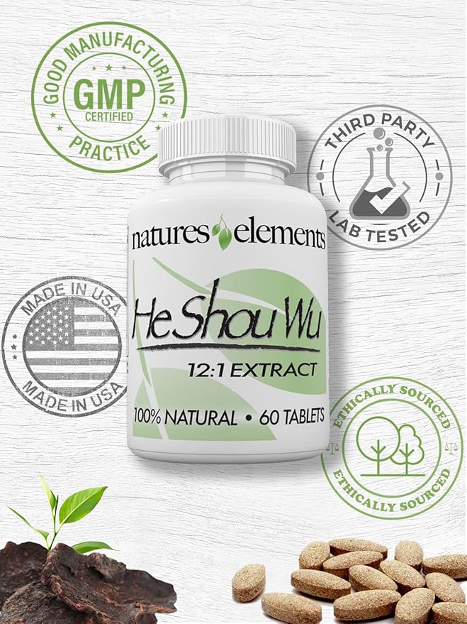 He Shou Wu – 3 Pack – 12:1 High-Potency Prepared Fo-Ti Root Extract – 1000mg per Serving – 180 Tablets – Traditional Chinese Herb for Hair Growth & Gray Hair – Non-GMO, Gluten-Free