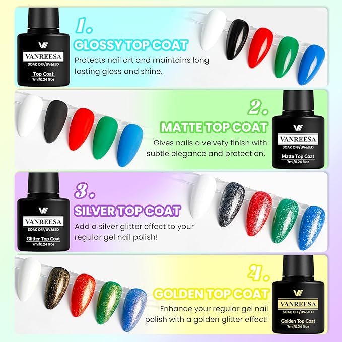 VANREESA Gel Nail Polish Kit with U V Light and Nail Drill Kit 75 Pcs Gel Polish Nail Set 45 All Season Colors Nail Polish Set Base Coat & 4 Effects Top Coat Complete Nail Kit Gifts for Women