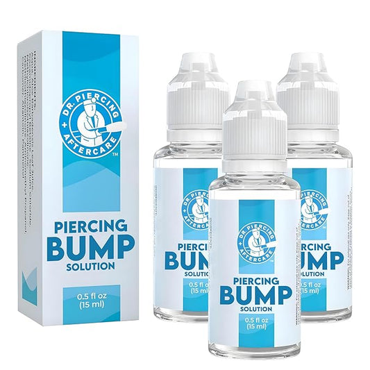 DR. PIERCING AFTERCARE Keloid Drops – Non-Greasy Saline Solution for Keloid Bump Removal for Piercings - May Reduce Appearance of Nose Piercing Bump, Nose Ear Lip Belly (15 mL, 3-Pack)