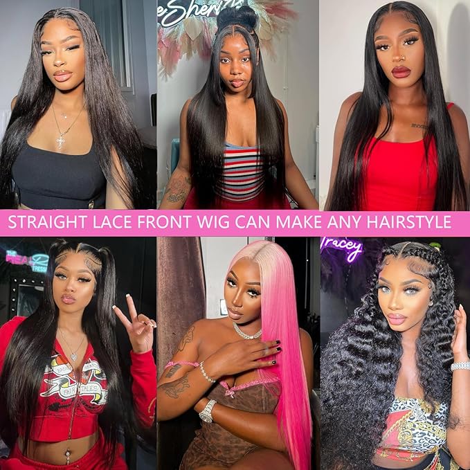Straight Lace Front Wigs Human Hair 200 Density 13x6 HD Transparent Lace Frontal Human Hair Wigs for Women Glueless Wigs Human Hair Pre Plucked 20 Inch