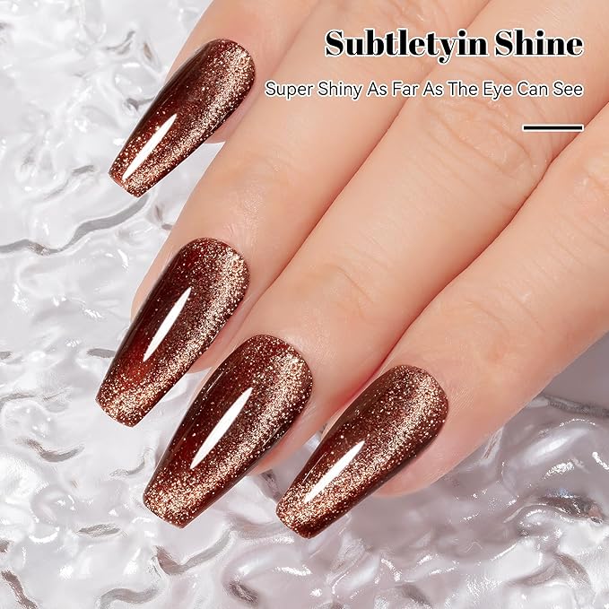 YTD Likomey Cat Eye Gel Nail Polish,Platinum Glitter 15ml Burgundy Red Magnetic Reflective Flash Sparkle Shiny Salon Home Fall Winter UV Color Varnish with Magnet Stick,HEMA Free TPO Free,MY510