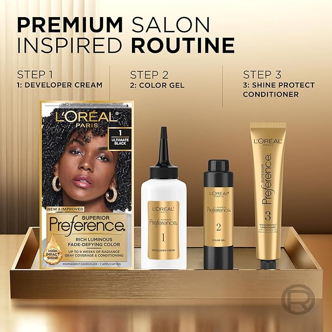 L'Oreal Paris Superior Preference Luminous Fade-Defying Permanent Hair Color, Hair Dye For Up to 9 Weeks of Radiance, Cool Light Brown 6C, 1 Hair Dye Kit