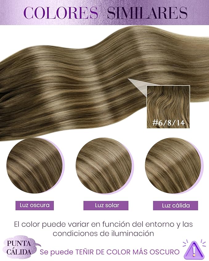LaaVoo Ktip Tip Human Hair Extensions Ombre Brown to Light Brown Mix Golden Brown U tip Hair Extensions Human Hair K Tip Hair Extensions Balayage Straight 100g/100s 16 Inch