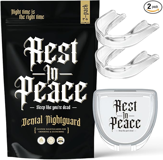 Rest in Peace Night Guard - Pack of Two Moldable Mouth Guard for Teeth Grinding Clenching Bruxism (Clear)