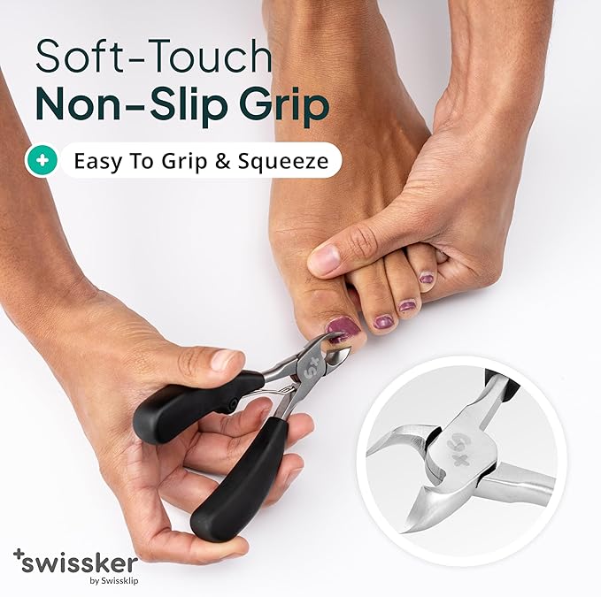 Swissker by Swissklip Toenail Clippers I Heavy Duty Toe Nail Clippers I Toenail Clippers for Thick Nails I Toenail Scissors I Heavy Duty Nail Clippers for Thick Nails (Pack of 2)