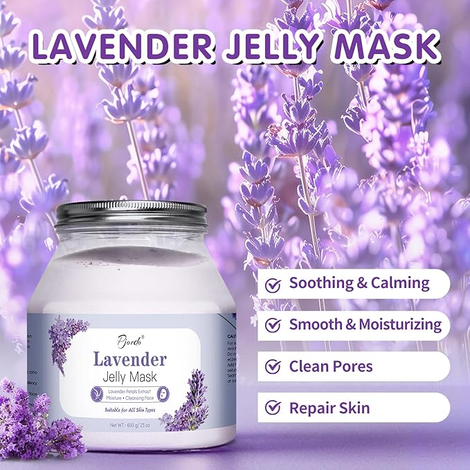 Jelly Masks for Facials Professional, Lavender Jelly Mask Powder with Mixing Bowl Set, Peel Off Hydrojelly Mask for Moisturizing & Hydrating, Spa Use for All Skin, Christmas Gifts for Women