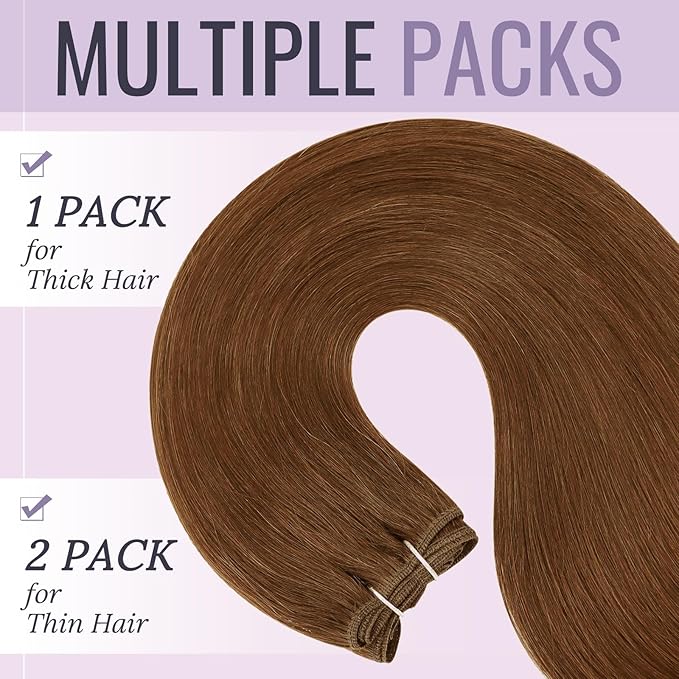 Fshine Hair Weft Real Human Hair Extensions Color 330 Copper Extensions Auburn Sew in Remy Human Natural Genius Weft 16 Inch 100g