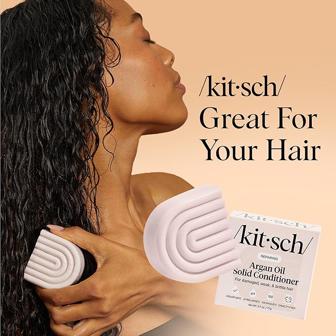 Kitsch Argan Oil Conditioner Bar – Repairing Hair Conditioner for Damaged Hair, Anti-Frizz – Strengthening, Moisturizing Hair Care – Paraben, Silicone & Sulfate-Free – Made in USA - 2.7 oz
