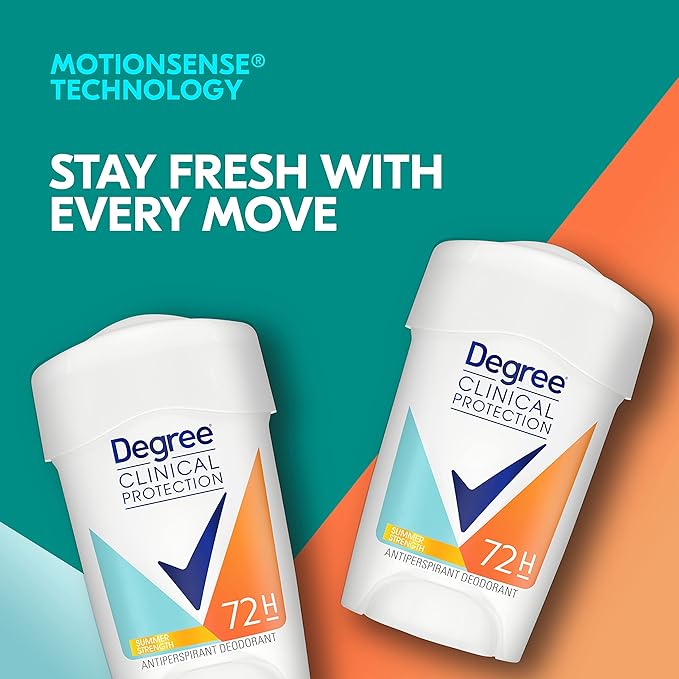 Degree Clinical Protection Antiperspirant Deodorant 72-Hour Sweat & Odor Protection Summer Strength Antiperspirant for Women 1.7 oz