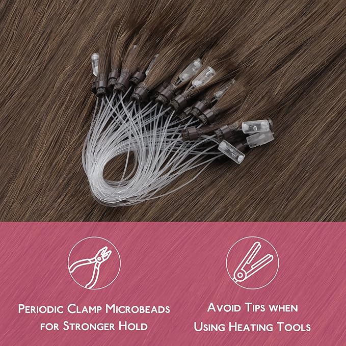 WENNALIFE Microlink Hair Extensions Human Hair, 50g 50s 18 Inch Light Ash Brown Remy Micro Bead Hair Extensions Real Human Hair Micro Link Micro Loop Micro Ring Hair Extensions Invisible Straight