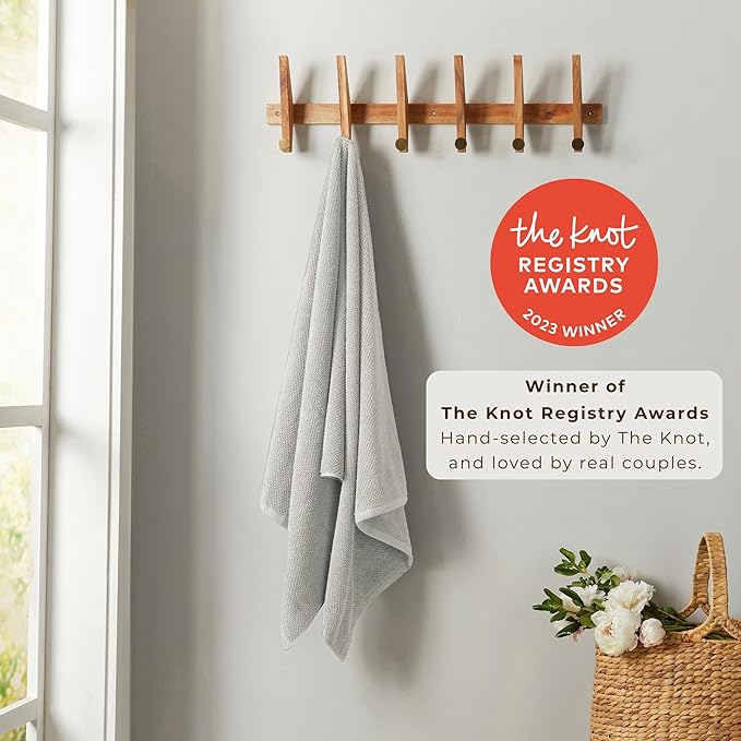 Great Bay Home 100% Cotton 4 Pack 54x27 Bath Towel Set - Absorbent, Quick-Drying, Durable Towels for Bathroom Decor - Low-Twist, Two-Ply Fibers (Light Grey)