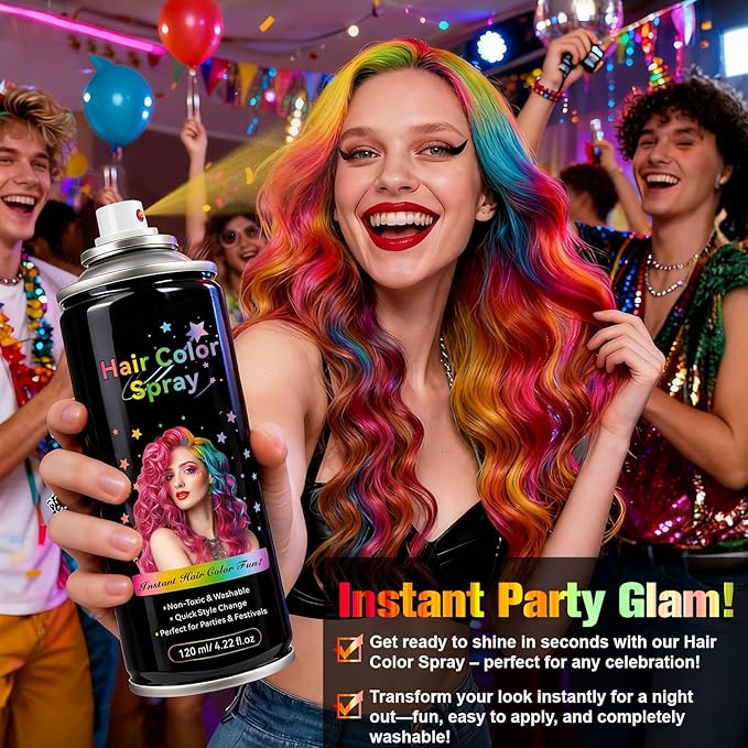 Temporary Hair Spray Color for Kids Women - One-Time Use Green Hair Spray, Vegan and Cruelty-Free Semi-Permanent Hair Color Dye (120ML, Fire Red)